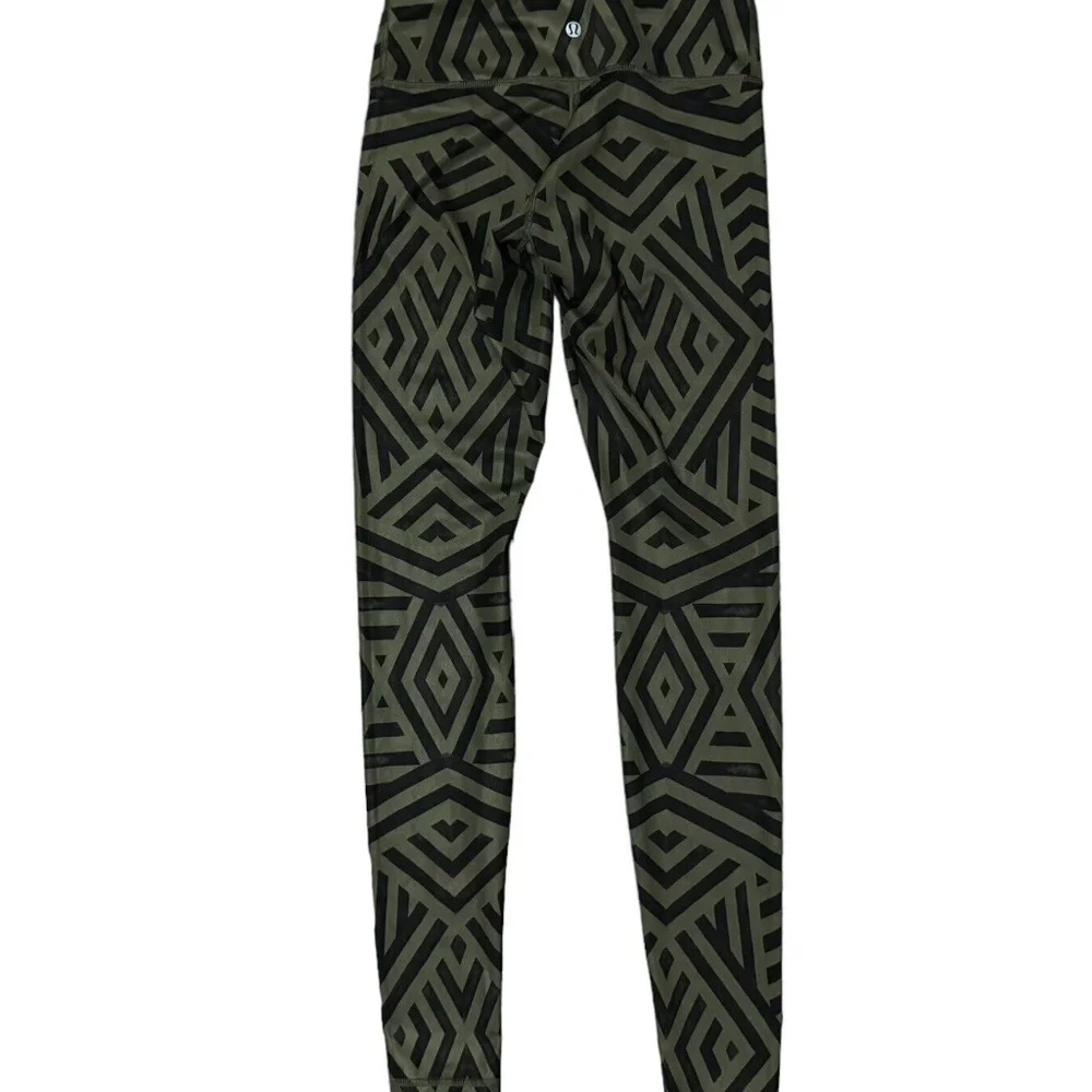 Lululemon Wunder Under Leggings Luxtreme Chevron Shuffle Fatigue Green Sz 4 - Picture 12 of 14